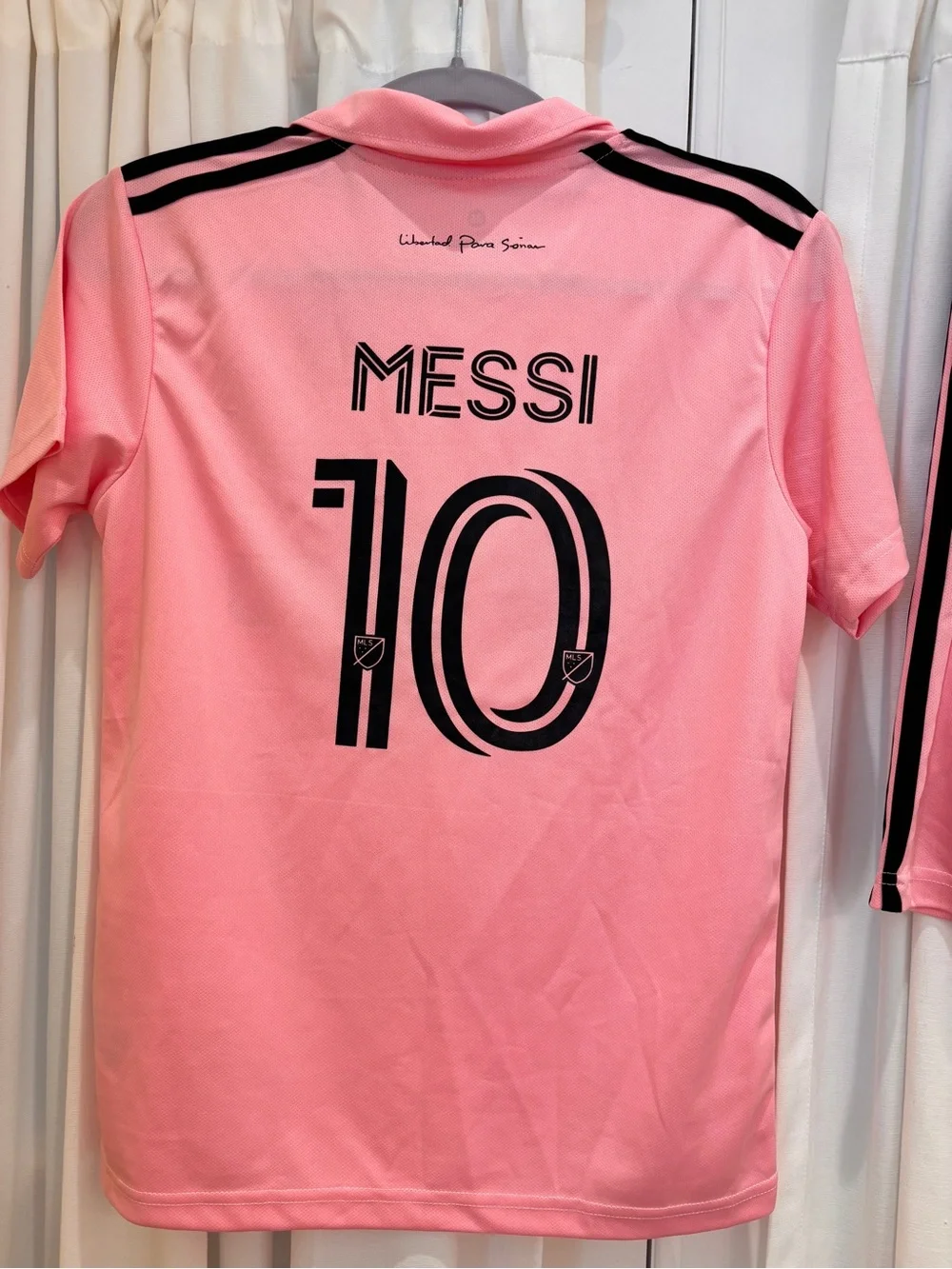 miami Pink Soccer Set Jersey & Shorts with Black Tag and Embroidered Crest